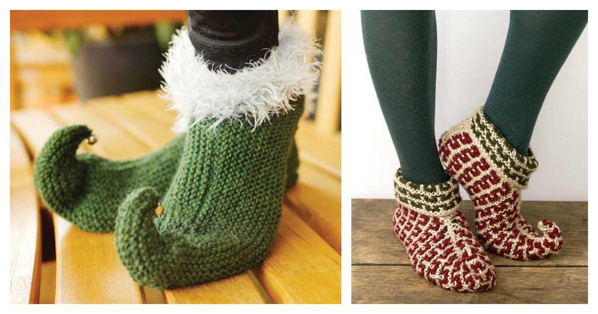 Knitted elf slippers free pattern