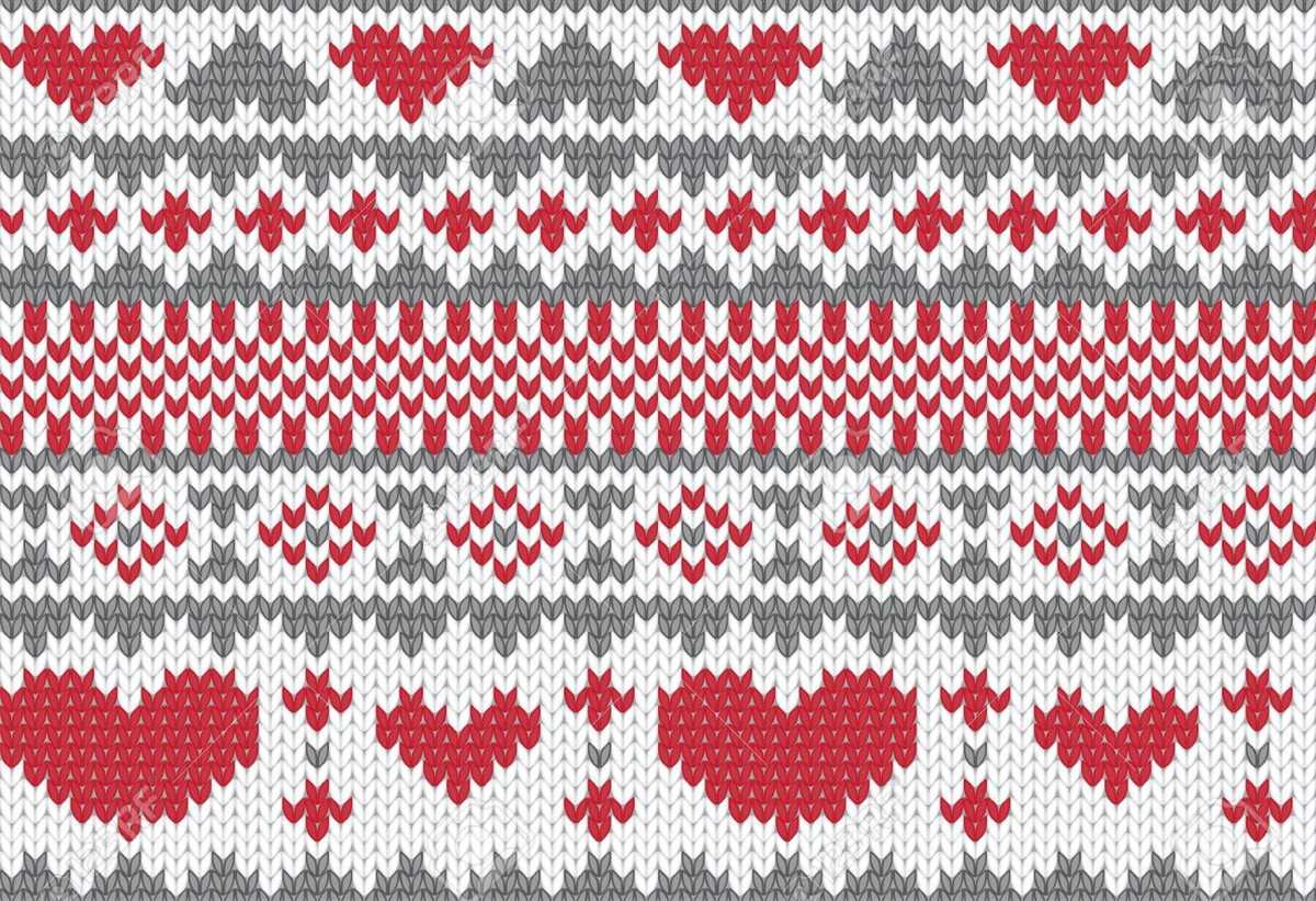 Knit fair isle heart pattern