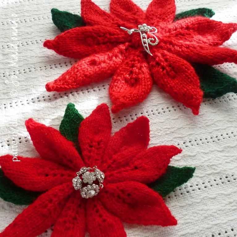 Free knitting pattern for poinsettia