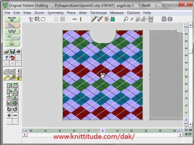 Knitting machine pattern software