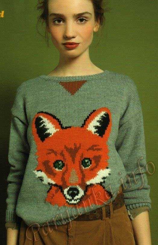 Fox sweater knitting pattern