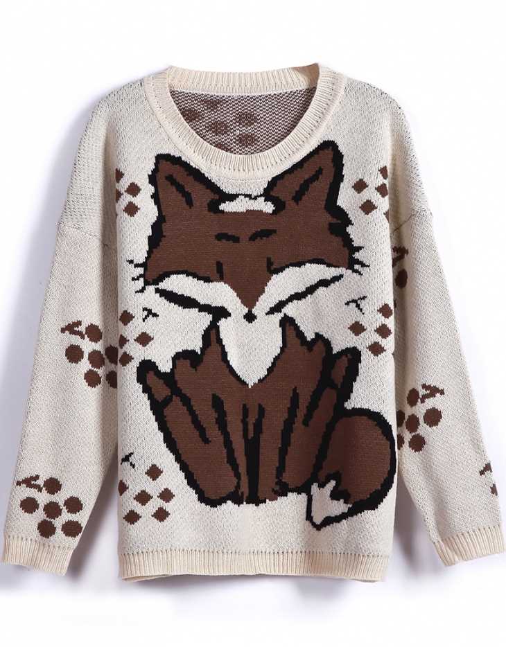 Fox sweater knitting pattern
