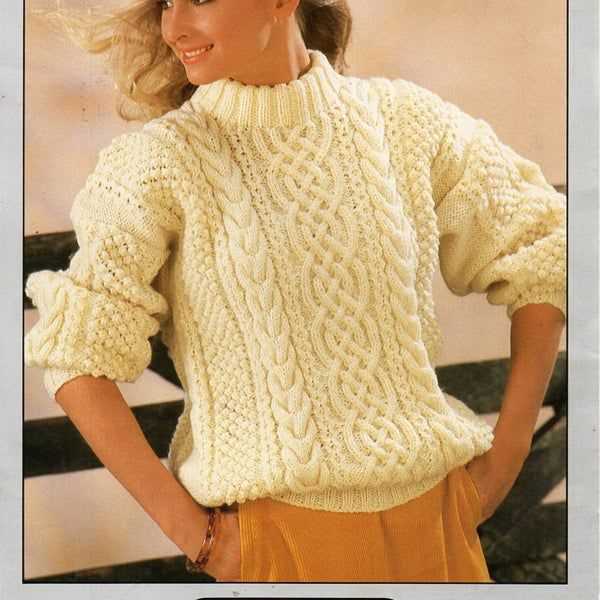 Ladies aran sweater knitting pattern