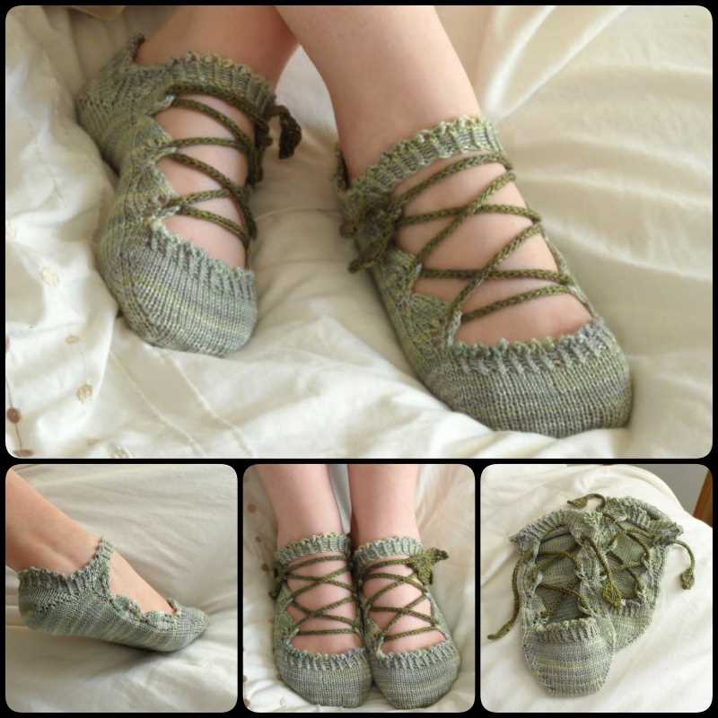 Free knitting pattern for easy slippers with cuffs