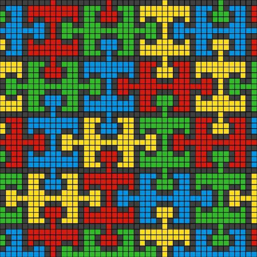 Creating patterns in knitting with many colors