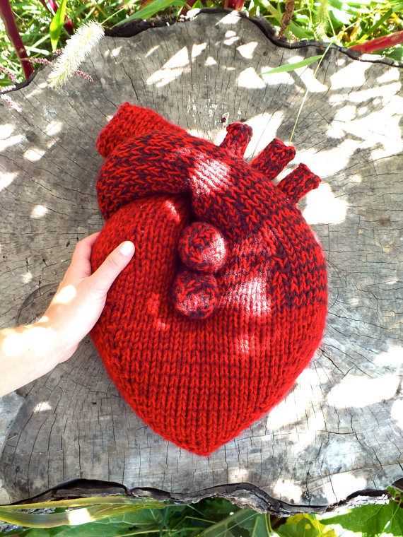 Anatomical heart knitting pattern