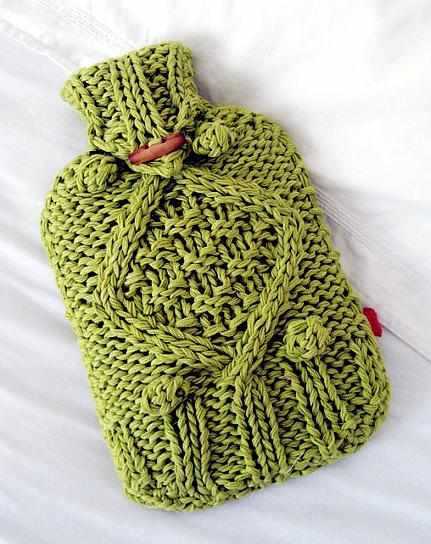 Chunky knit hot water bottle cover pattern