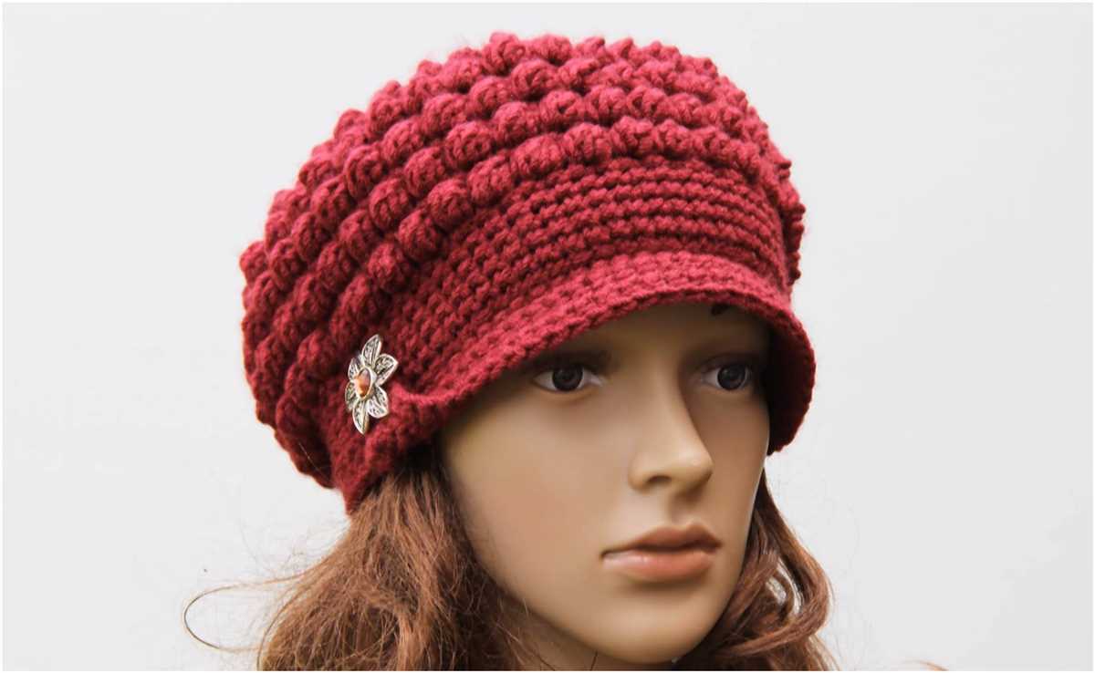 Knit hat with visor pattern free