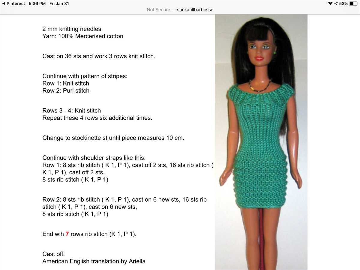 Knitted barbie clothes patterns