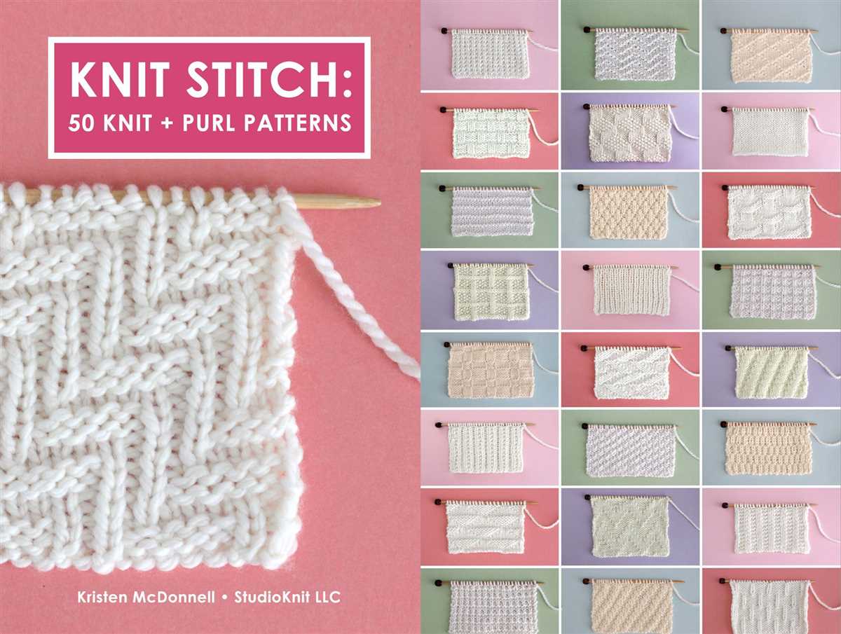 Knit stitch 50 knit + purl patterns