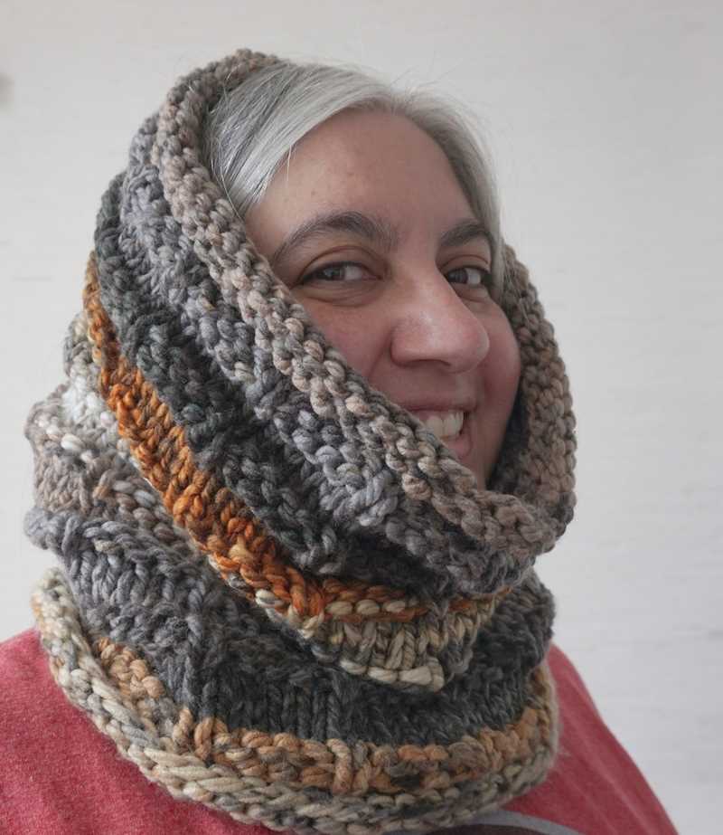 Loom knit hooded cowl pattern
