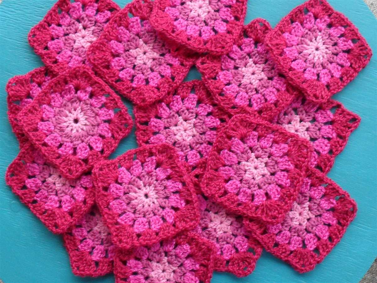 Granny square pattern knitting