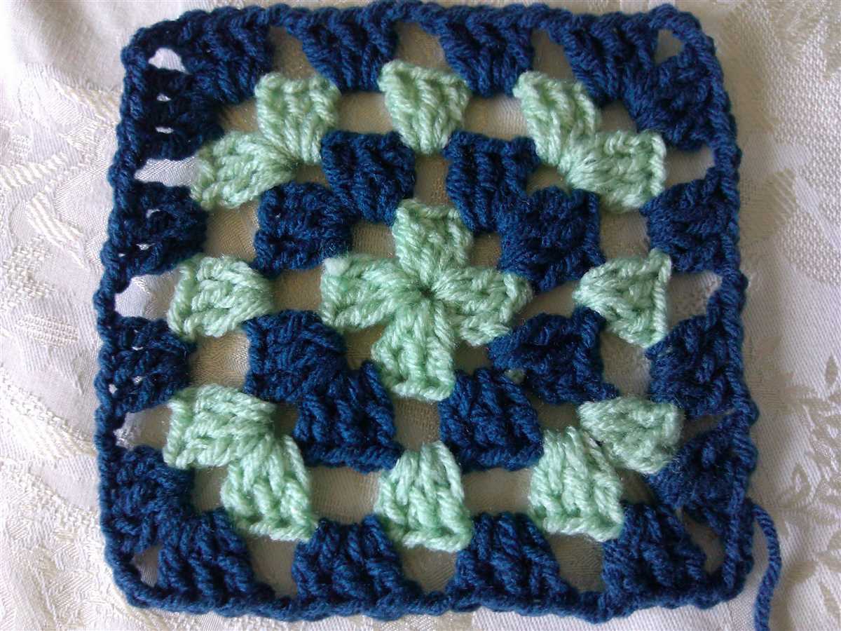 Granny square pattern knitting