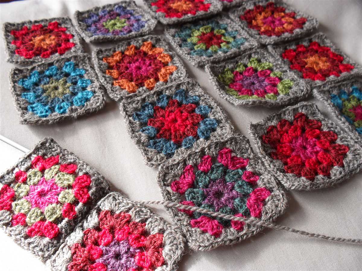 Granny square pattern knitting