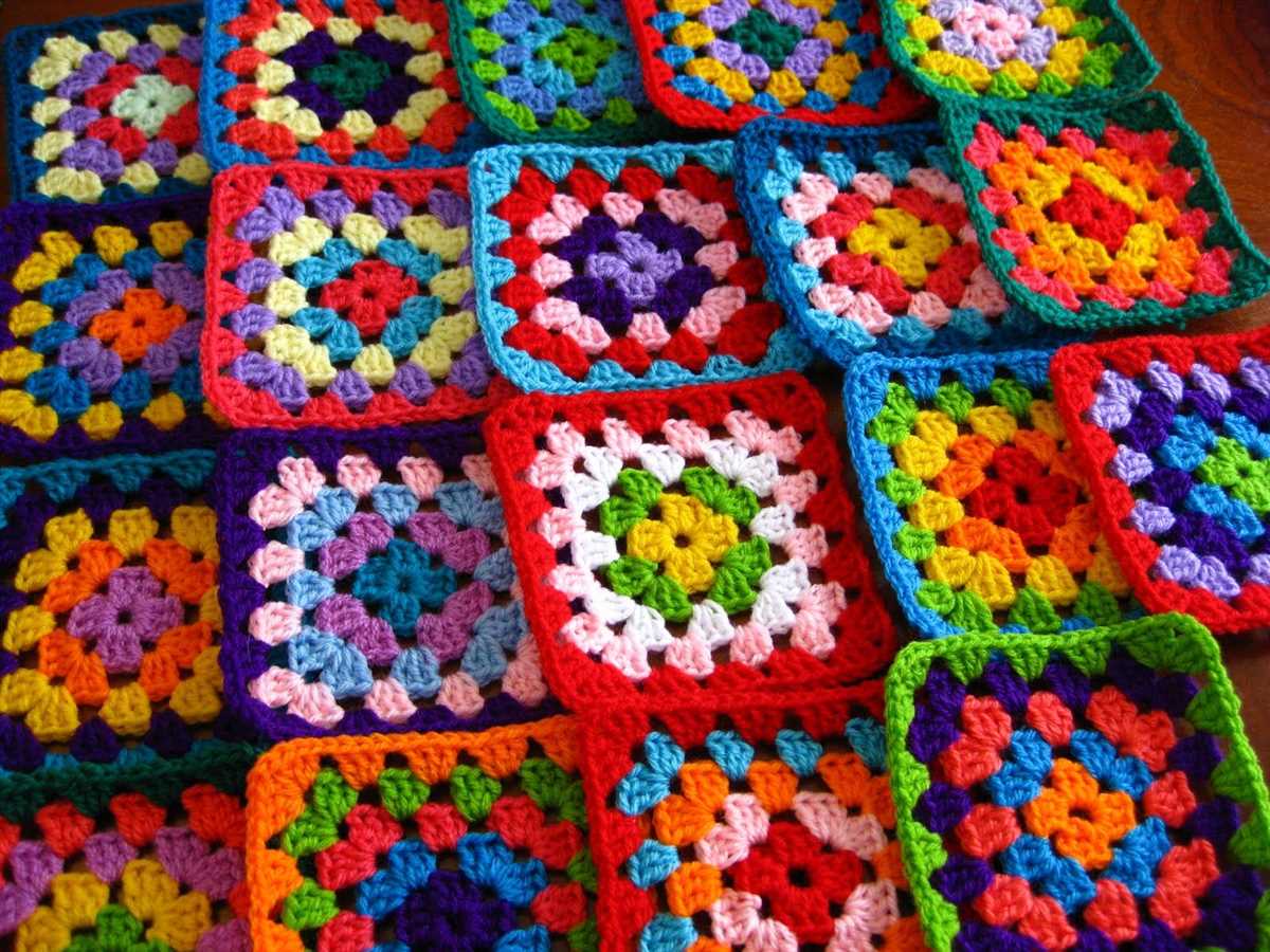 Granny square pattern knitting