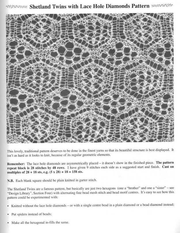 Lace diamond knitting pattern