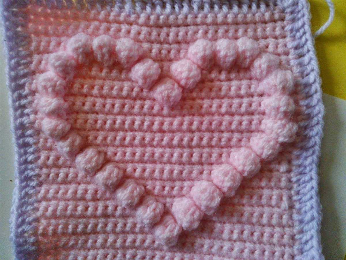 Heart square knitting pattern