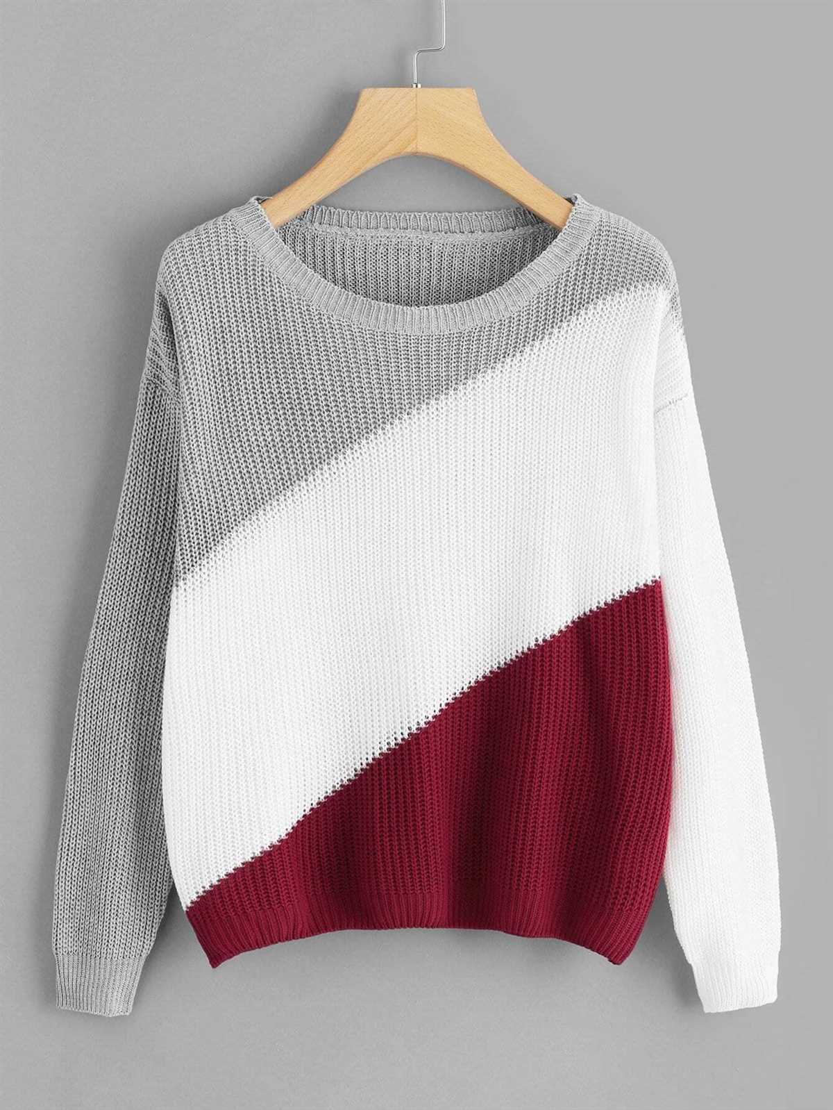 Color block knit sweater pattern