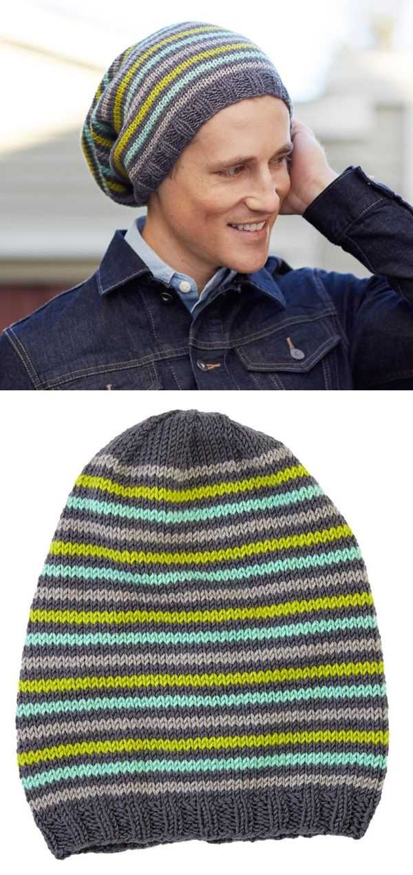 Easy slouchy hat knitting pattern straight needles