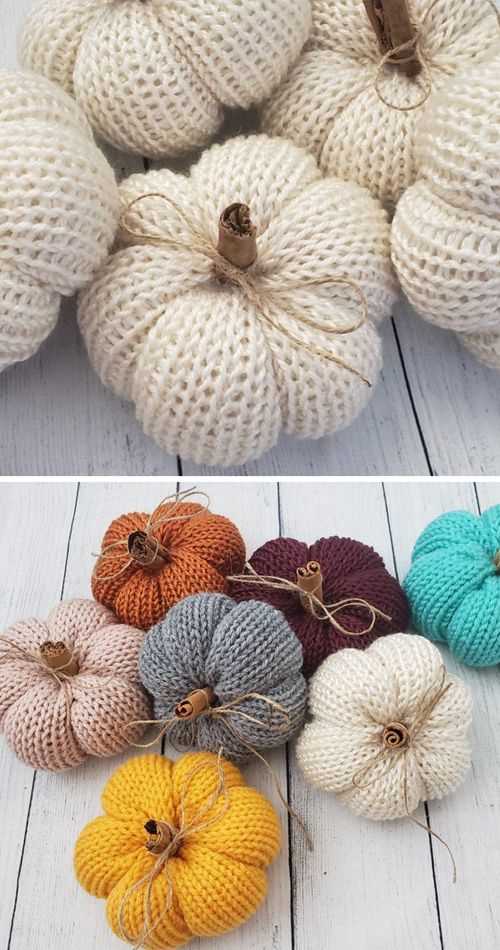 Mini knit pumpkin pattern