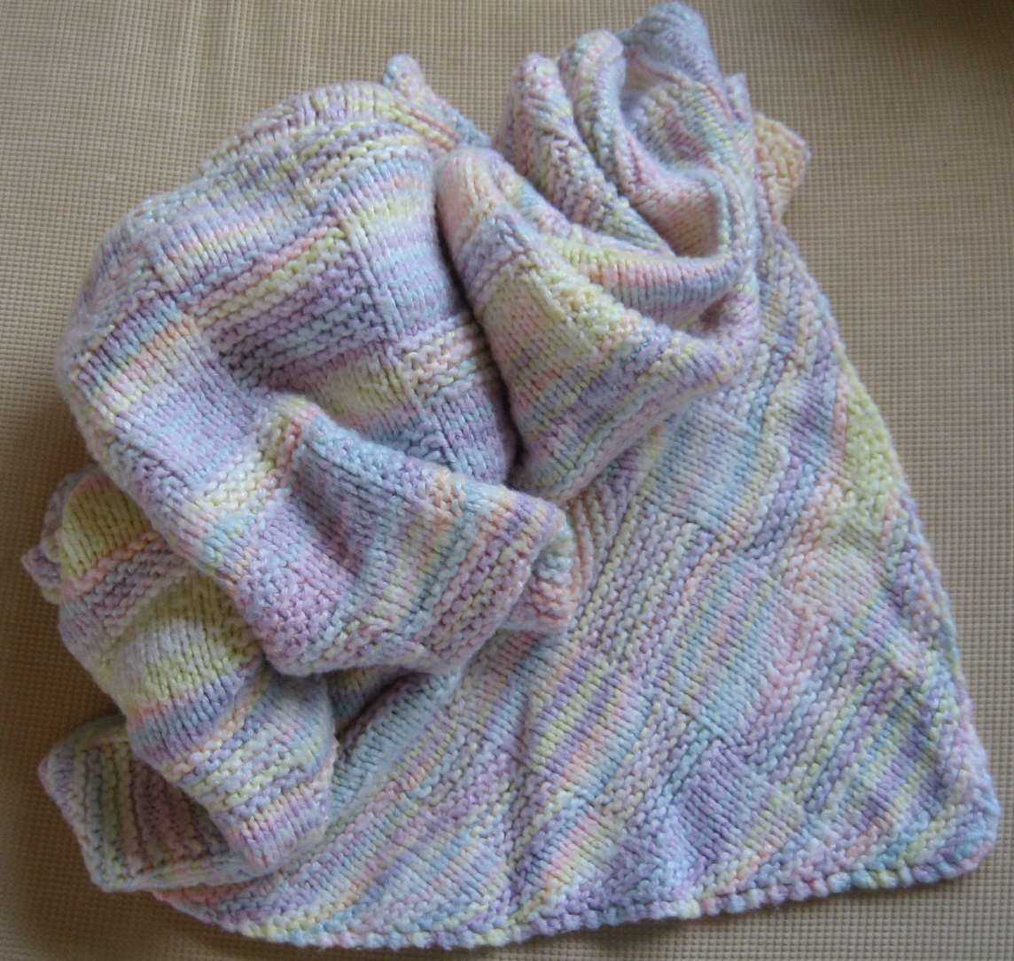 Free diagonal baby blanket knitting pattern