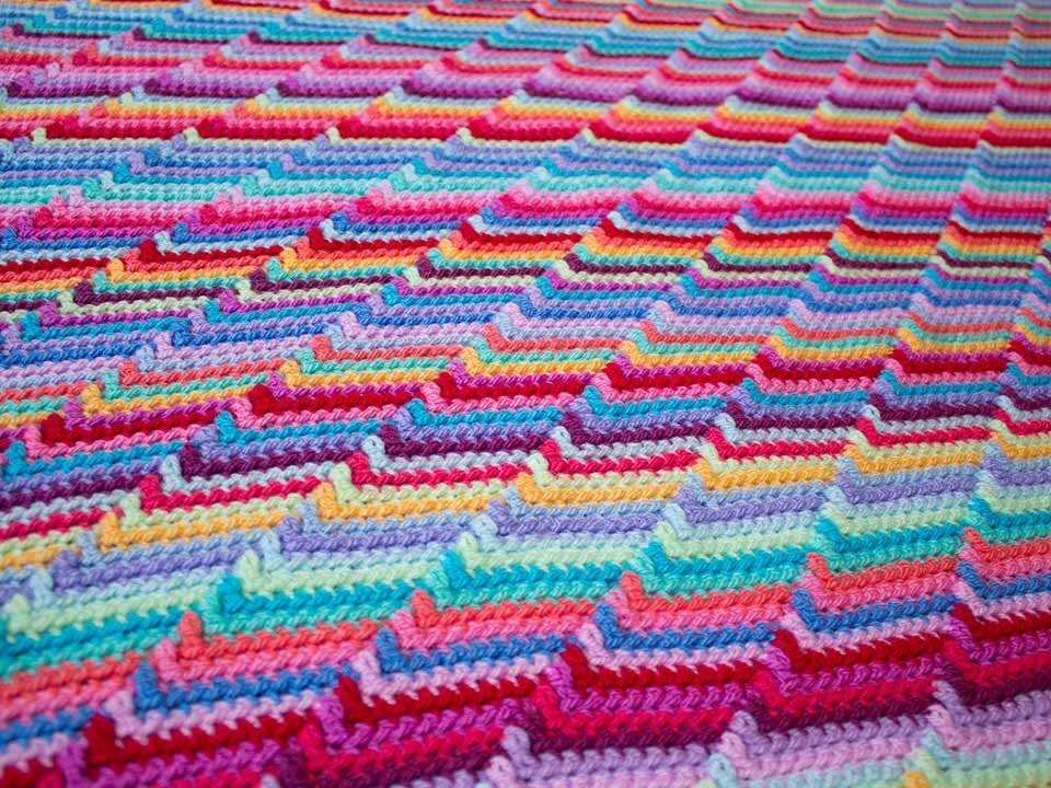 Multi color knit blanket pattern