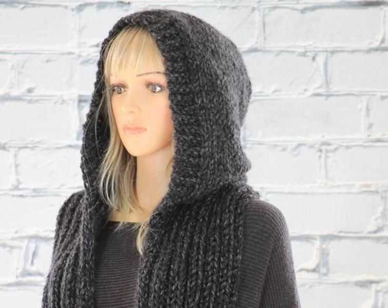 Hooded infinity scarf knit pattern