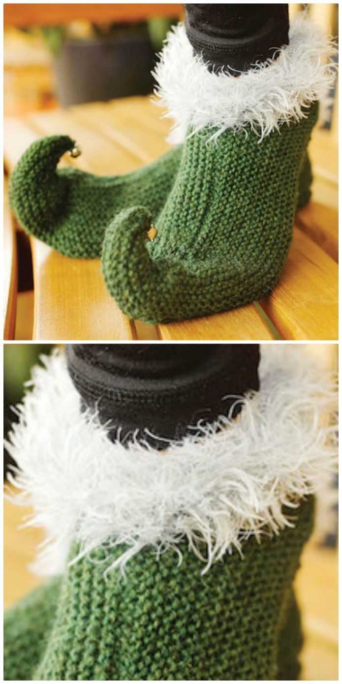 Knitted elf slippers free pattern