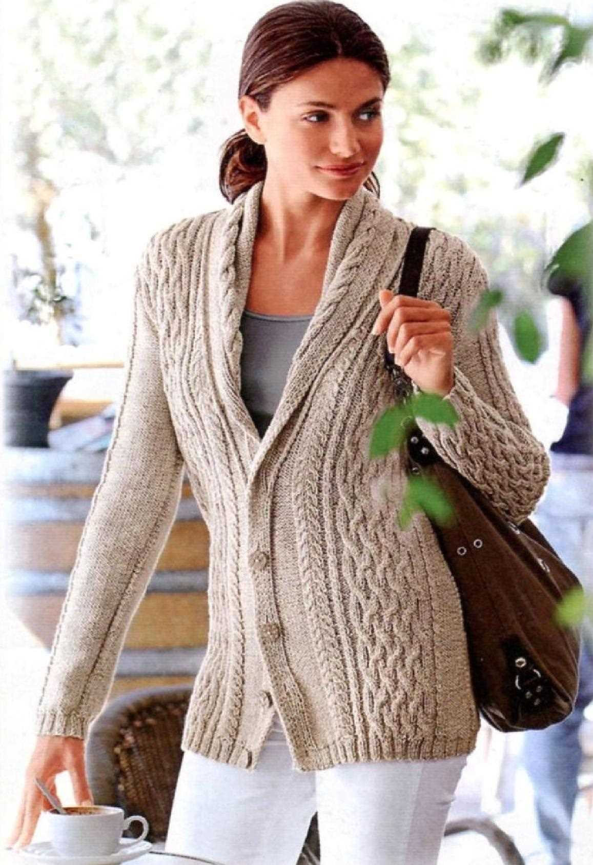 Ladies shawl collar cardigan knitting pattern