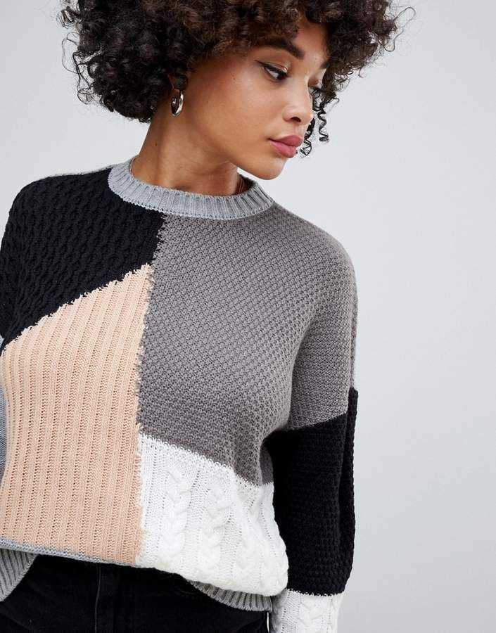 Color block knit sweater pattern
