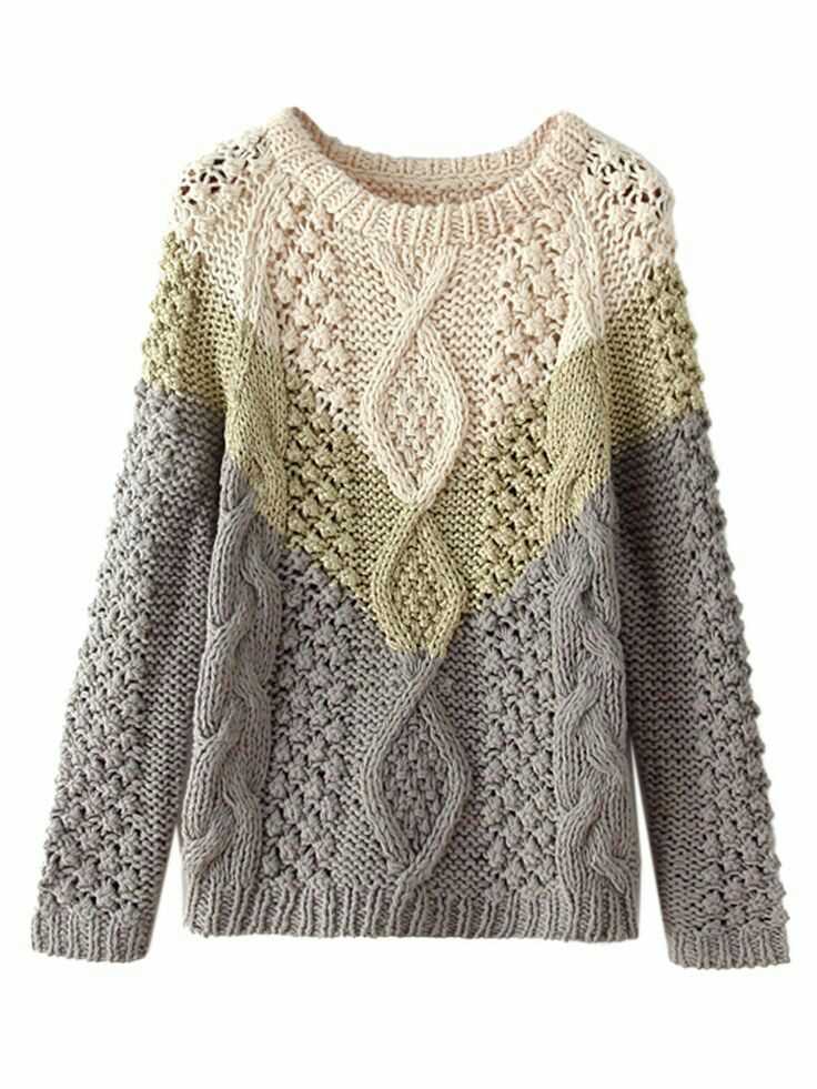 Color block knit sweater pattern