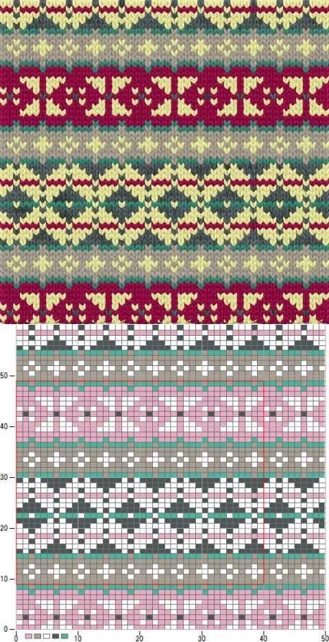 Knit fair isle heart pattern