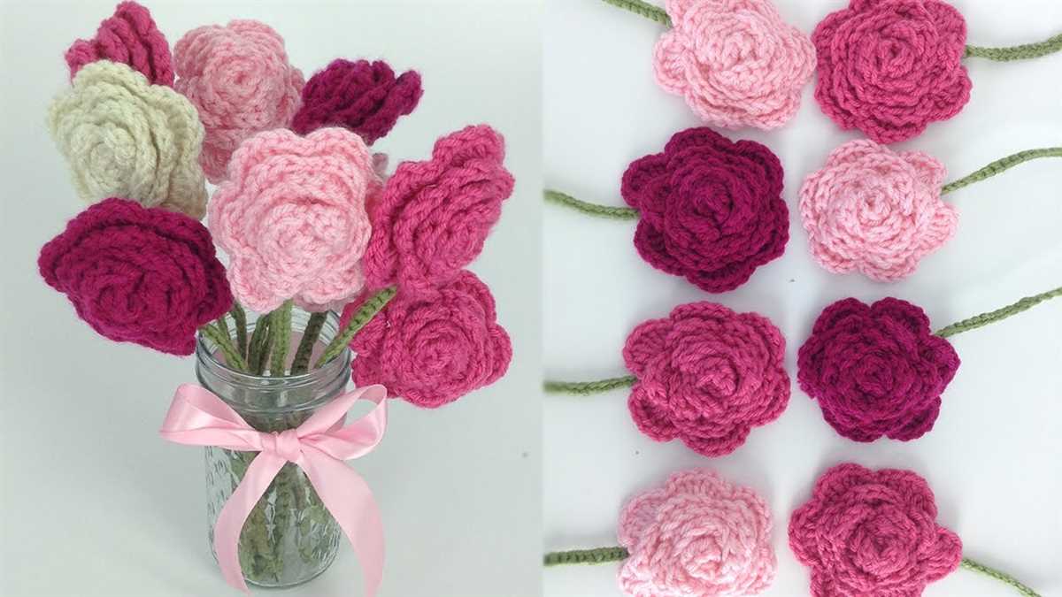 Knit rose flower pattern
