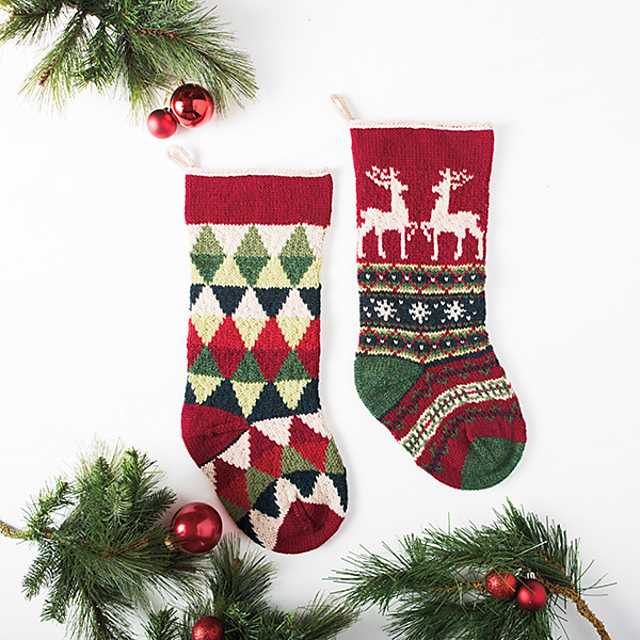 Knit stockings christmas pattern