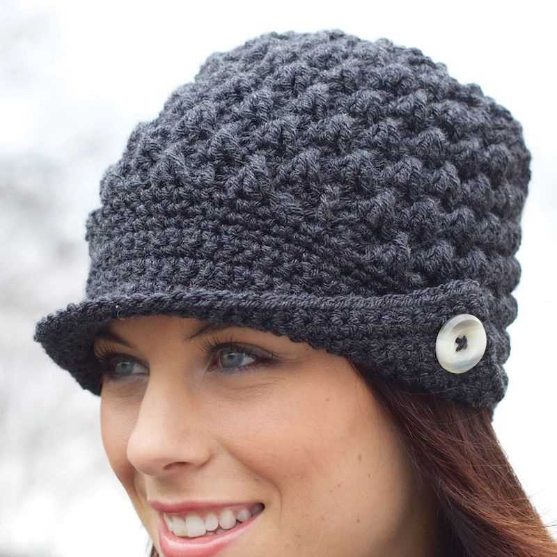 Knit hat with visor pattern free