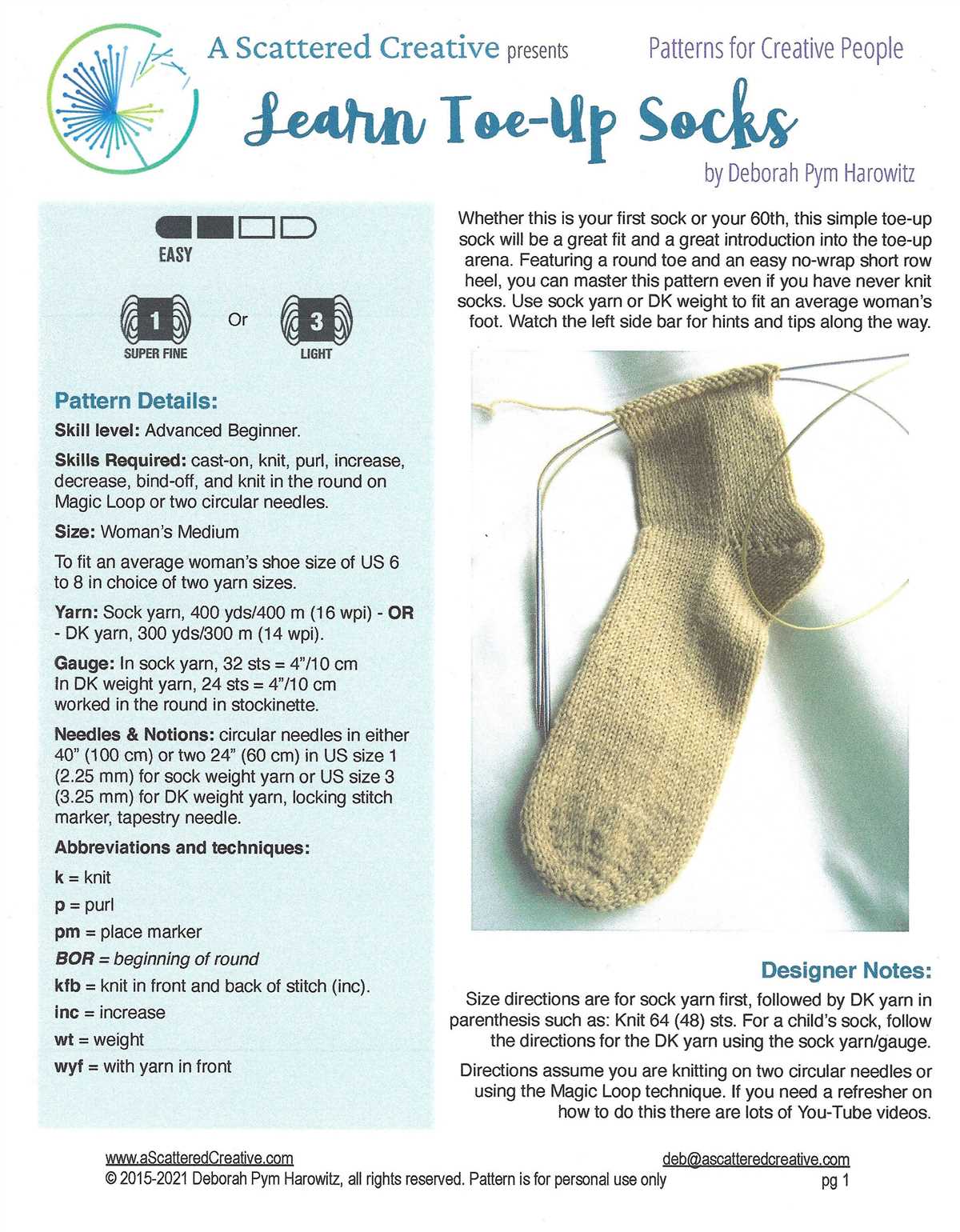 Knit sock pattern circular needles