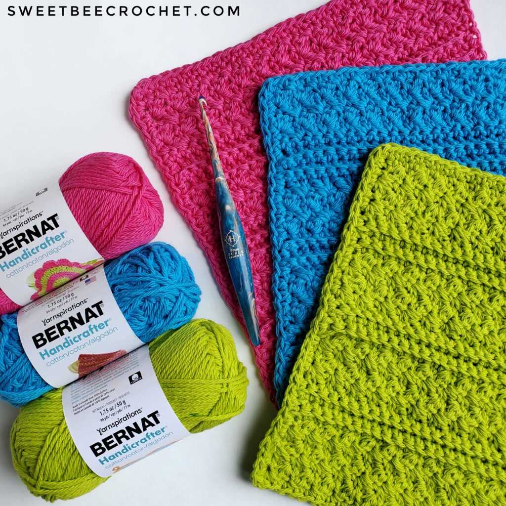 Knitted cotton dishcloth pattern