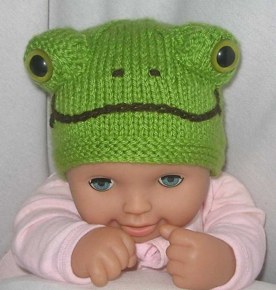 Knitted frog hat pattern