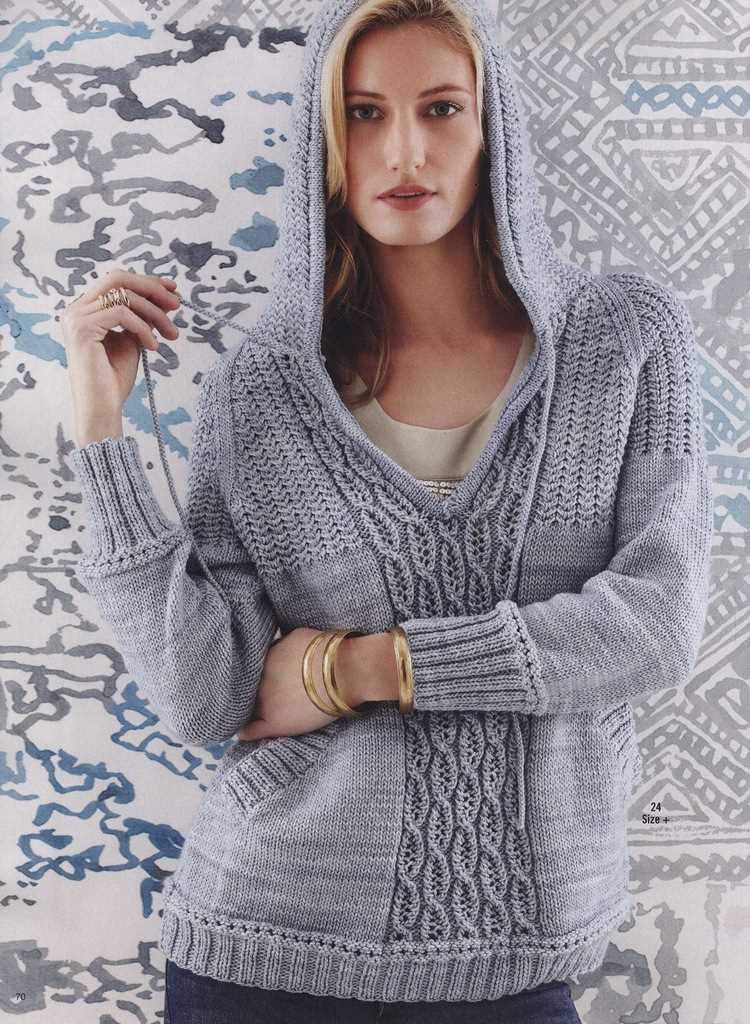 Knitted hooded sweater pattern