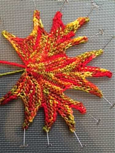 Knitted maple leaf pattern