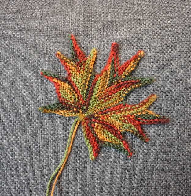 Knitted maple leaf pattern