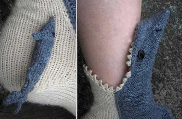 Knitted shark slippers free pattern