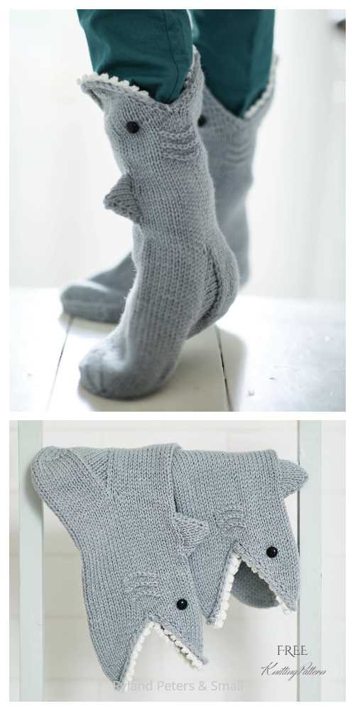 Knitted shark slippers free pattern