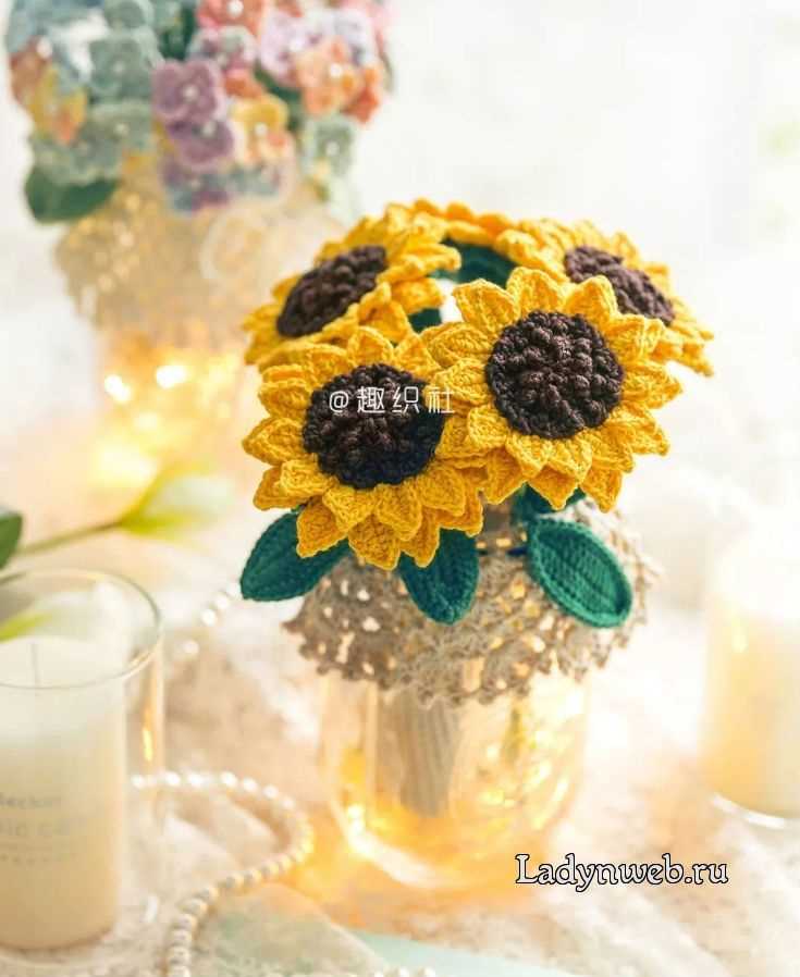 Knitted sunflower free pattern