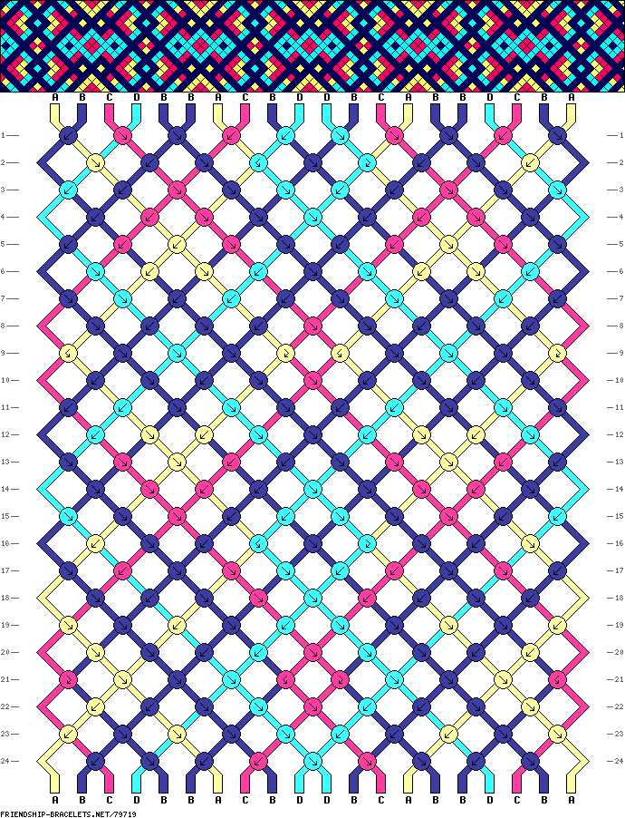 Knitted friendship bracelet pattern
