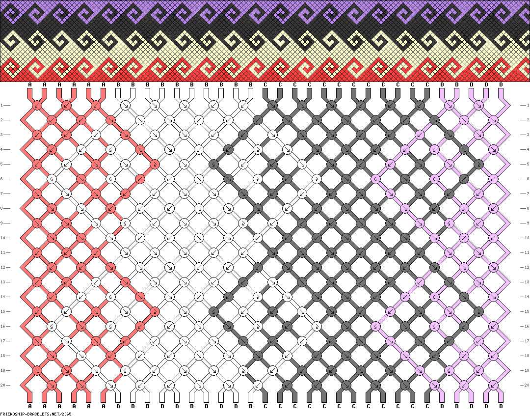 Knitted friendship bracelet pattern
