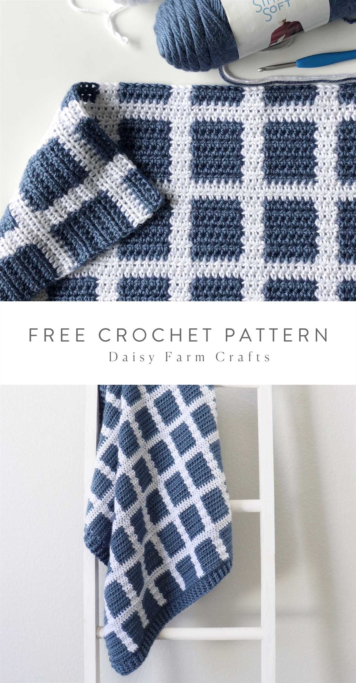 Knitted gingham blanket pattern