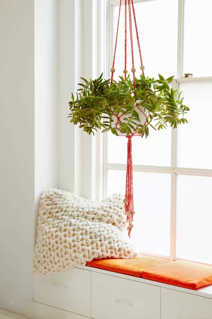 Knitted hanging plant holder pattern