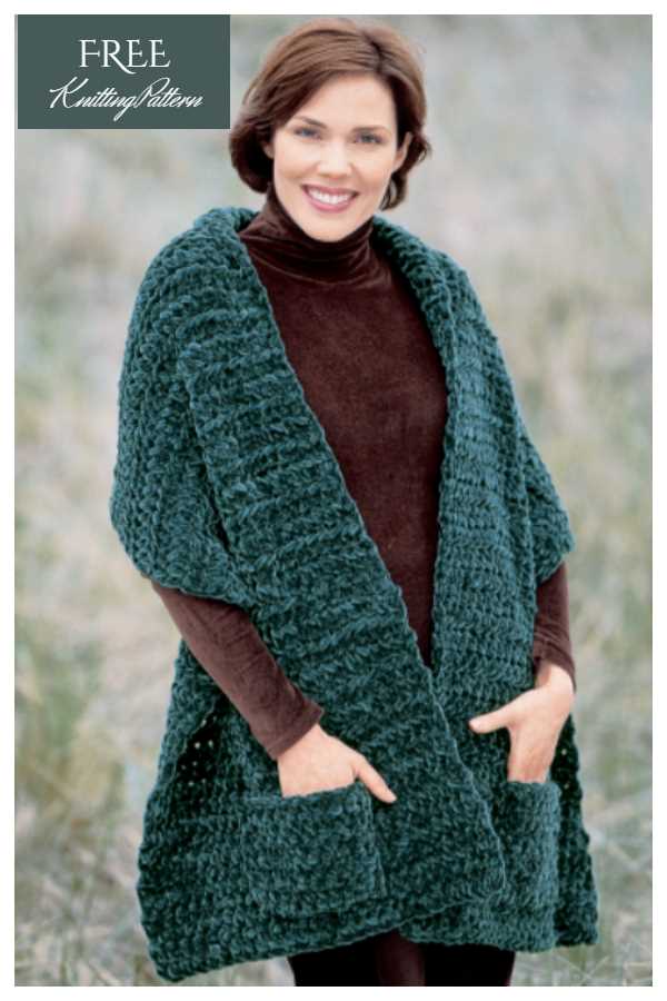 Knitted shawl with pockets pattern free