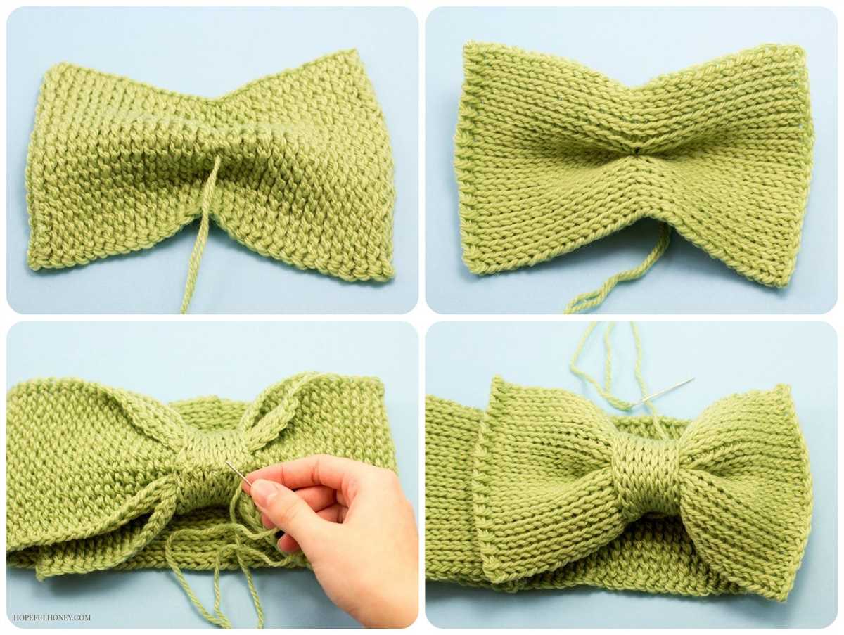 Knitting pattern for headband with bow